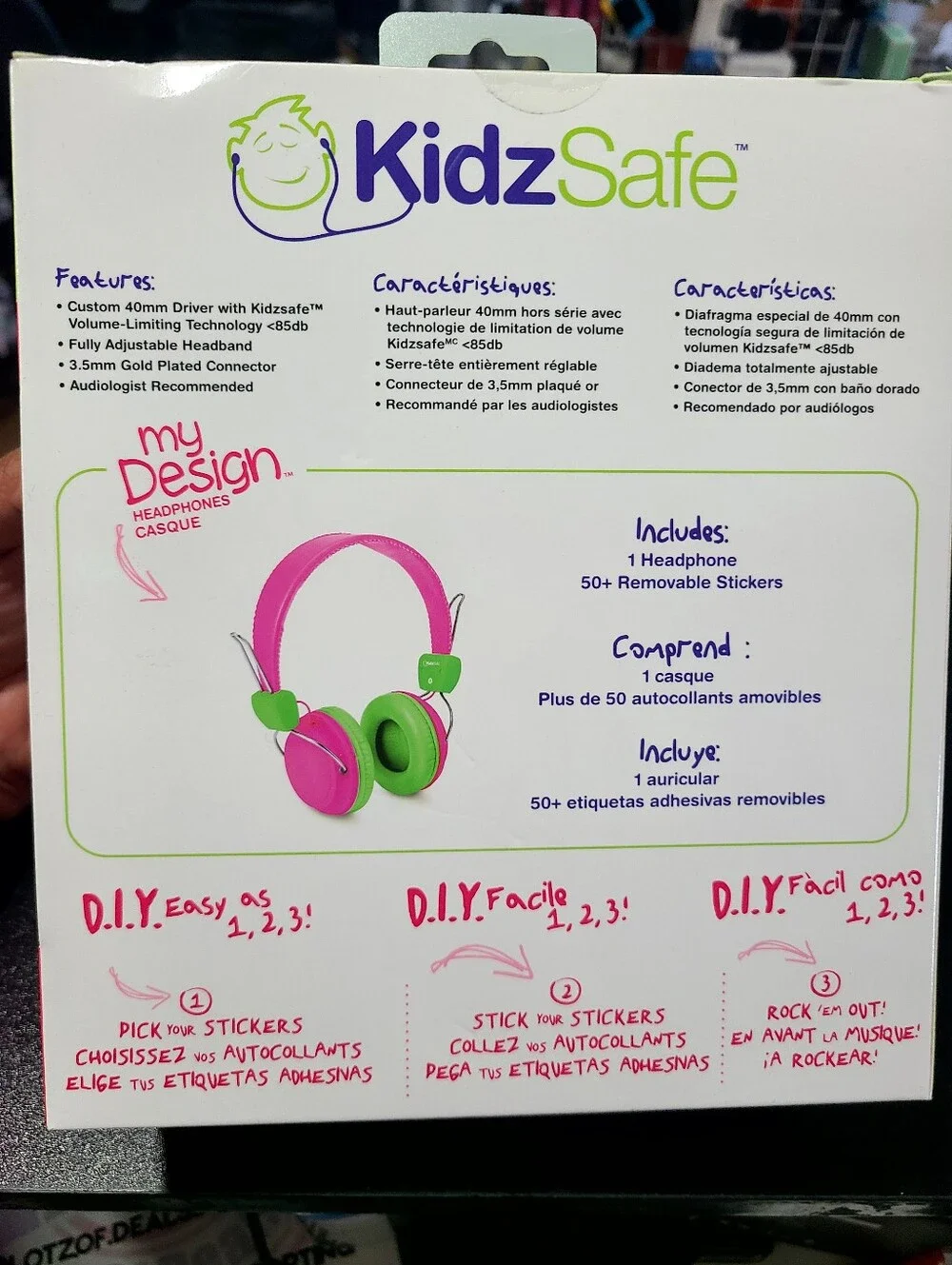 KidzSafe Girls Headphones Volume Limiting Adjustable Headphone Protects Ears